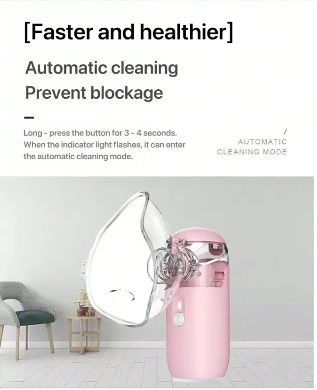 1PCS Pink Portable Handheld Mesh Beauty Humidifier, Dry Battery Operated, Adjustable Mist Output, Cordless Compact Facial Beauty Device for Home Travel Use, Batteries Not Included