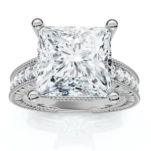 Certified 4 1/5Ct Princess Cut Diamond Engagement Ring 14k Gold or Pt Lab Grown