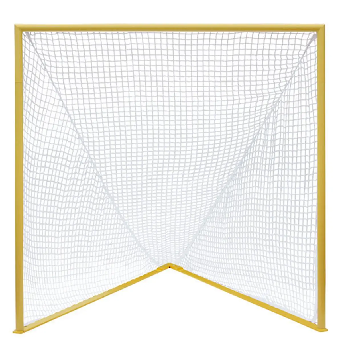 Champion Sports Sturdy Pro Collegiate Regulation Size Lacrosse Goal - Yellow & Black Steel Frame, Flat Ground Bar, 1-Piece Welded Top Rail, Assembles in Minutes, Improved Stability, for Fitness Enthusiasts & High School Level Play, Easy Setup