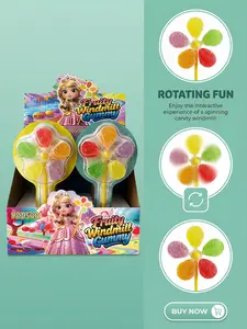 PDDSQQ Fruity Windmill Gummy 2-in-1 Snack & Spin Toy 10-Pack Real Fruit Flavors Soft Chewy Fat-Free Holiday Treat for Kids Kid-Loved Fat-Free Choice