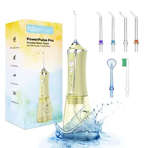 h2ofloss Yellow Water Flosser – 5 Pressure Modes, Up to 30-Day Battery, 300ml Tank & Quiet Oral Irrigator, IPX7 Waterproof
