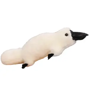 Long Fluffy Realistic Look Stuffed Platypus Animal Soft Plush Platypus Figure Toys Kawaii Platypus Plushies Duckbill Gift for Kids and Lovers