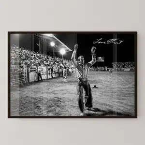 Lane Frost Rodeo Victory Black & White Canvas Print, Western Cowboy Iconic Moment Wall Art, Decor for Living Room, Bedroom, Man Cave, Office, Dorm, Barn