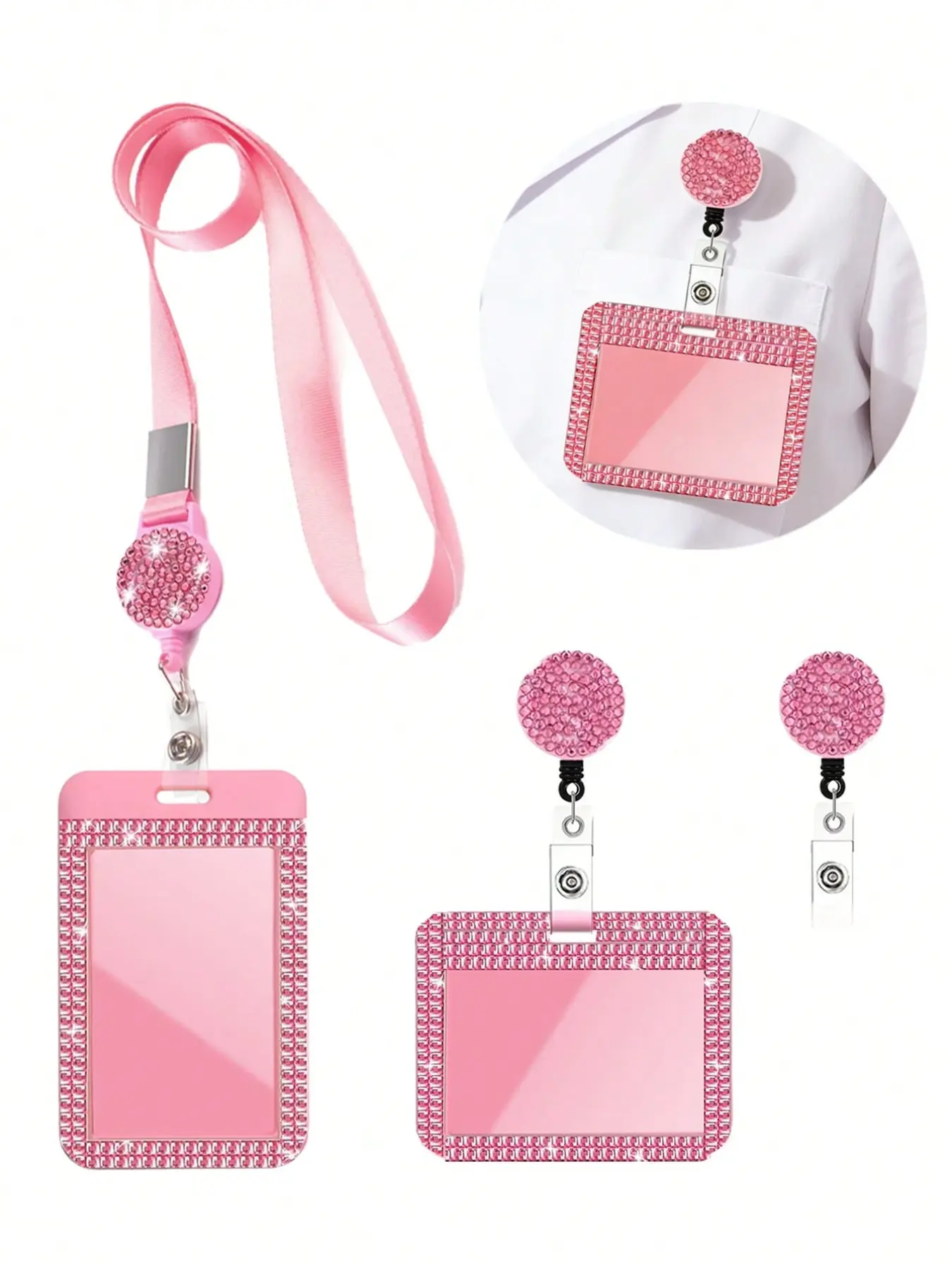 Lanyard with ID card holder, ID card storage case, anti-loss lanyard, Badge holder, sliding cover style, double card slots, bus card holder, non-sensing, bank card holder, Lanyard For Id Badge, Lanyards with ID Holder