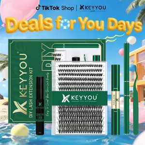 KEYYOU DIY Lash Extensions Kit Individual Lash Clusters Kit Volume Waterproof Long-Lasting Soft 300Pcs D Curl Easy to Use for Beginner   #DealsForYouDays