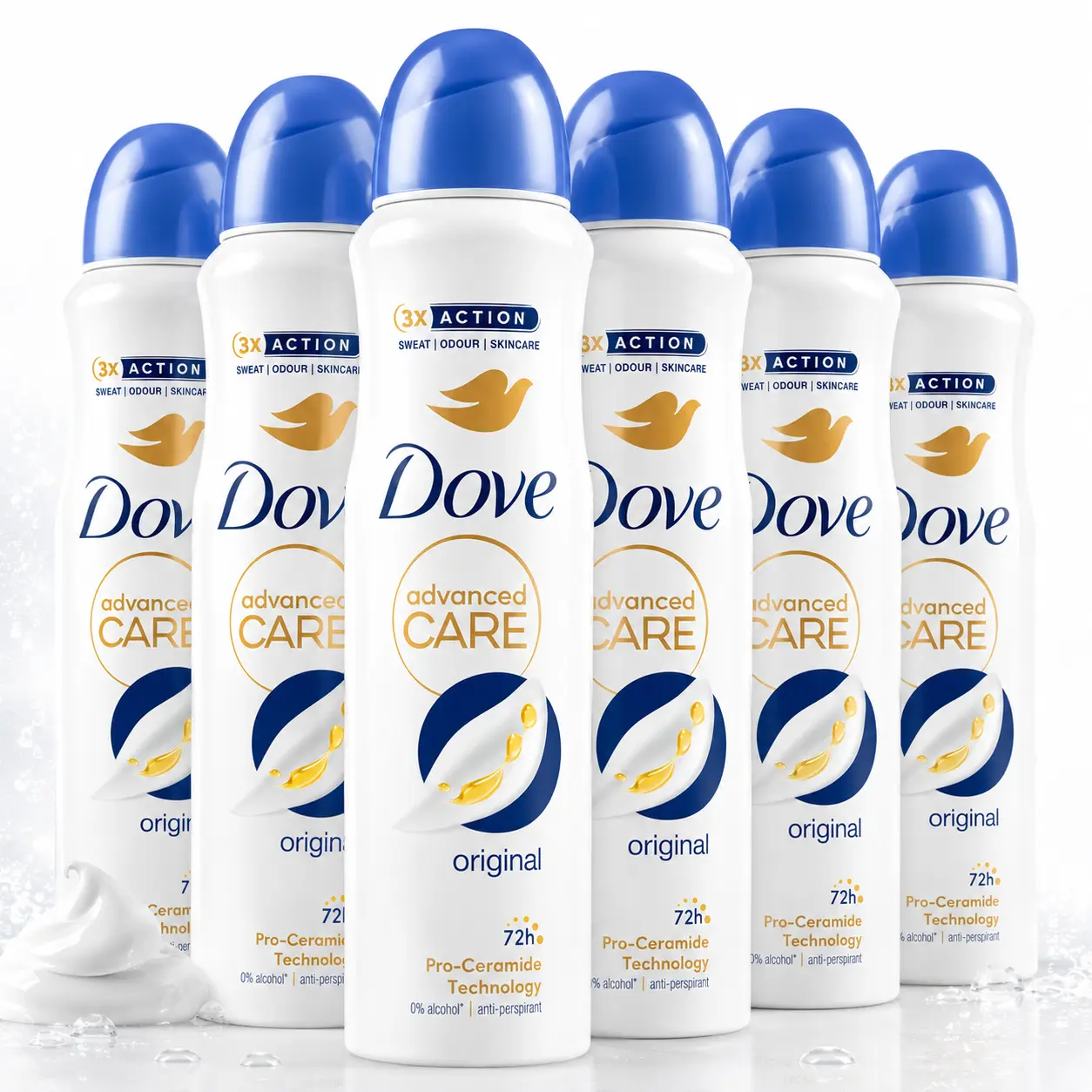 Dove Advanced Care Original Antiperspirant Deodorant Spray Value Bundle, 72 HR Protection with Pro-Ceramide, Gentle Formula for Daily Body Care, 5oz/150ml Multipack, Scent Sweat Odor Control Sensitive Cream Moisturizing Cosmetic Aroma, Underarm Antiperspi