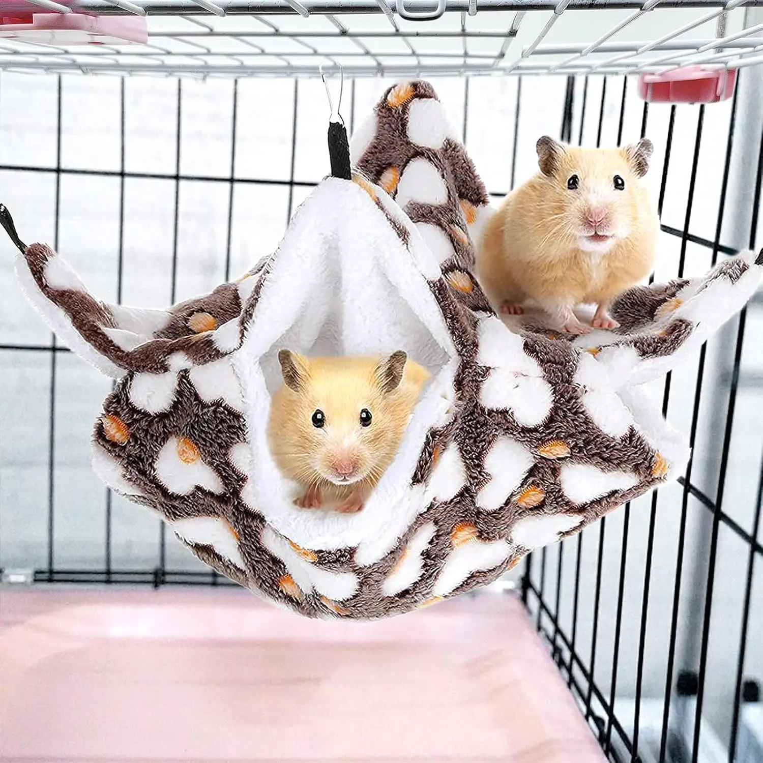 Pet Hammock for Small Animals, Hanging Nap Bag Sleeping Bag Bed for Pets, Cage Hammock Guinea Pig Cage Accessories Suitable for Ferrets, Guinea Pigs, Sugar Gliders, Hamsters, Rats, Mice, Chinchillas, Flying Squirrels, and Gerbils, Hamster Cage Habitat