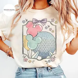 Retro Coquette Bow #Epcott T-Shirt, #Epcott World Tour 1982 Tee, World Family Matching Shirts, Vacation Trip Shirt For Family