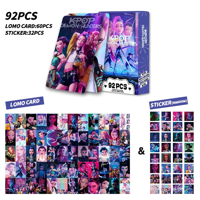 Photocard Set 92PCS – 60 LOMO Cards + 32 Stickers, KPOP Album Cards for Fans, Mini Collectible KPOP Gifts for Boys Girls Room Decoration