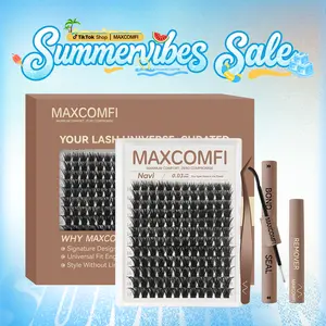 MaxComfi Navi False Eyelashes - Voluminous, Long-Lasting, Waterproof, Super Soft, Thin Band MagicSoft Extensions, Lash Cluster for Beginners, DIY-Friendly Natural Daily Wear Cosmetic, Cluster Lashes