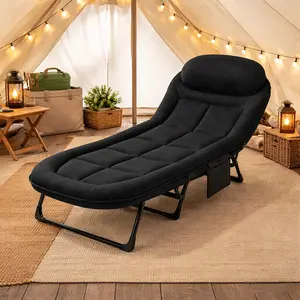 Camping Cot for Adults, 6 Angle Adjustable Folding Camping Bed with Mattress, Foldable Camping Bed for Camp, Office, Outdoor, Lightweight Camping Cot Supports 450 lbs