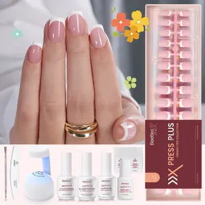 Beetles French Tip Press On Nails French Gel Nail No File Need  Fake Nails  4-in-1 DIY Manicure for Nail Extension Designs for Women