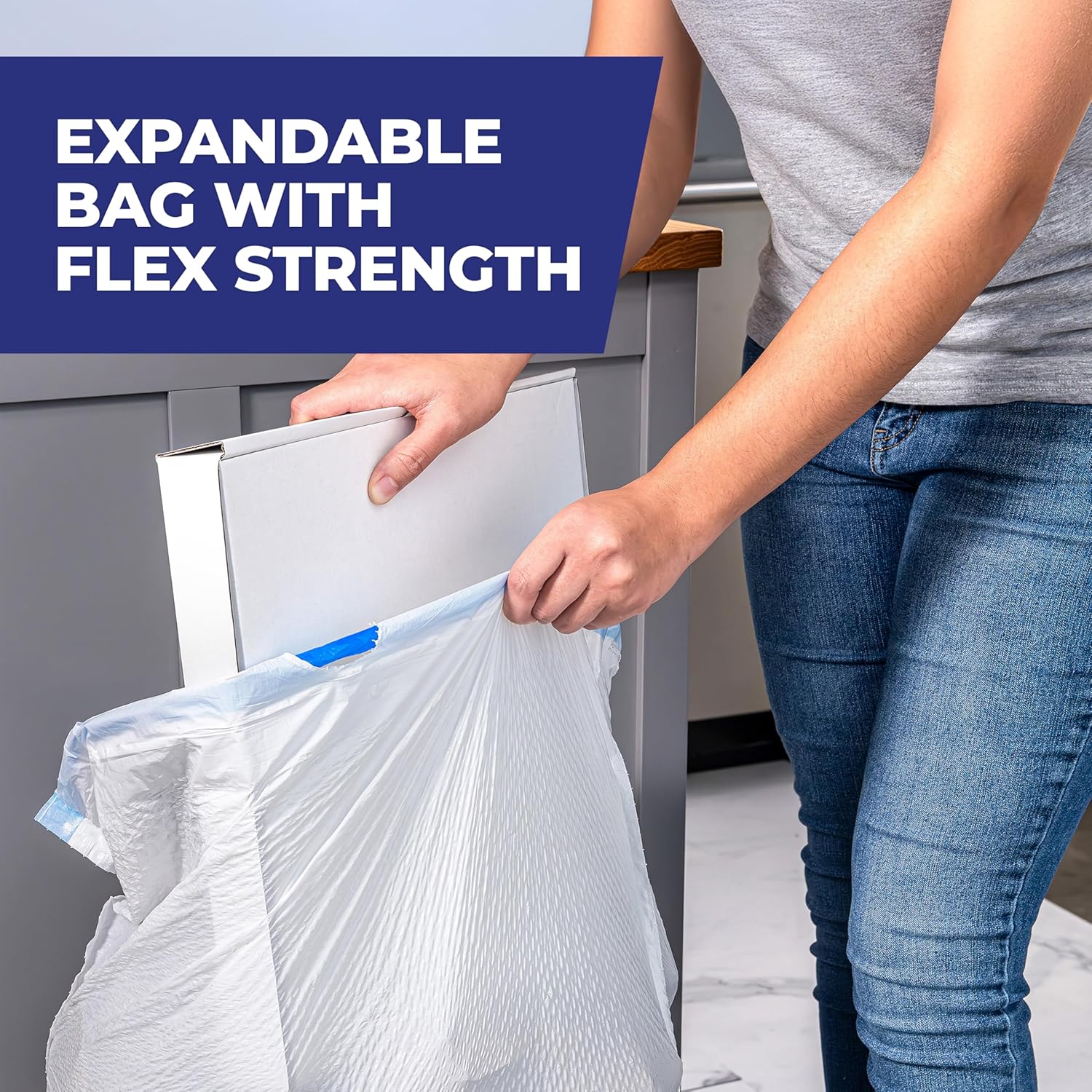 Ultra Strong 13-Gal Drawstring Trash Bags, Tall Kitchen Trash Bags, Odor Control, White/Lavender/Sweet Vanilla Scents, 80 Count
