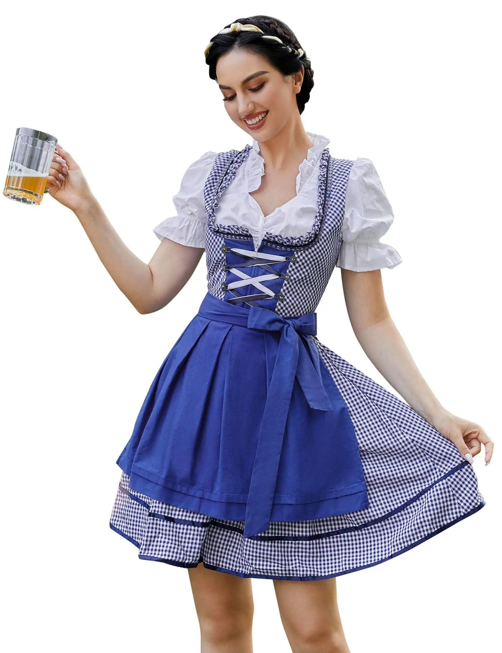 GARVEE Women's Oktoberfest Dress German Dirndl for Bavarian Party Oktoberfest Carnival Halloween, New Blue, M