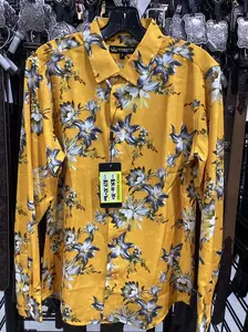 Contti Men's Floral Print Yellow Button Down Shirt - (FINAL SALE)