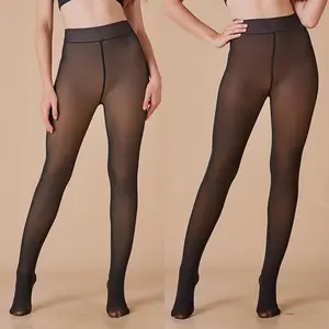 Womenswear Casual Silk Stockings Warm Fleece High-waisted Leggings. Fleece Tights, Thick Semi-transparent Pantyhose. Fleeceline Stights Minimalist Outfit Winter fleece lined tights fleece lined tights