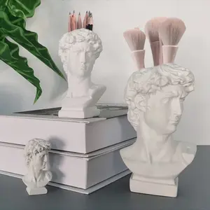 Greek sculpture high quality brush holder desktop pen holder aesthetic for home or office flower pot jar