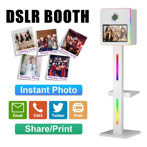 GO360BOOTH DSLR Camera Photo Booth Selfie Machine Accessories - 15.6in LCD Display Touch Screen, RGB Light, Light Case, Detachable Metal Build, Durable Portable US Plug, Internet Ready for Rental Work Instant Photo Share & Print