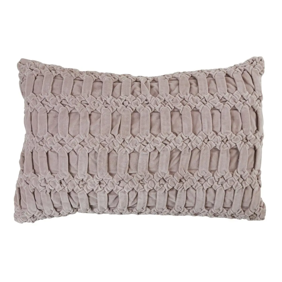 Saro Lifestyle 9700.T1624BD Dimensional Smocked Velvet Throw Pillow, 16x24 in, Down-Filled, Taupe, Dimensional Smocked Patterns