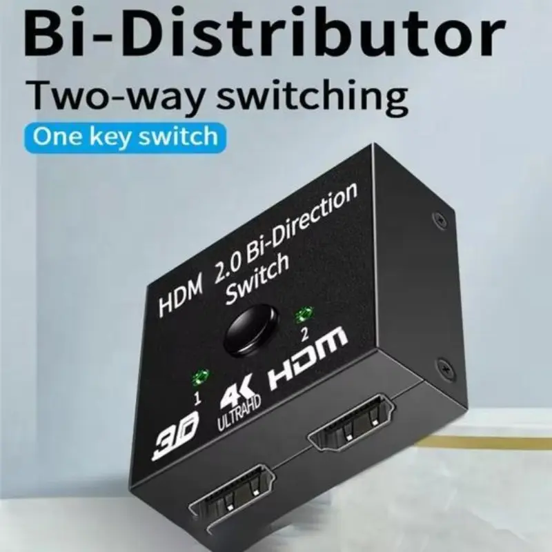 2x1 Metal Case Switch Converter 4K 60hz Bidirectional Dual Functionality Video Separator and Selector, HDMI Ps Hdtv for Laptops, 2-In-1 Device Switcher