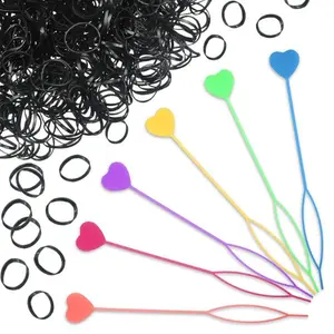 6PCS Hair Beader Tool for Braids with 1000PCS Mini Rubber Bands – Quick Automatic Hair Braiding Tool for Kids & Girls Ponytails