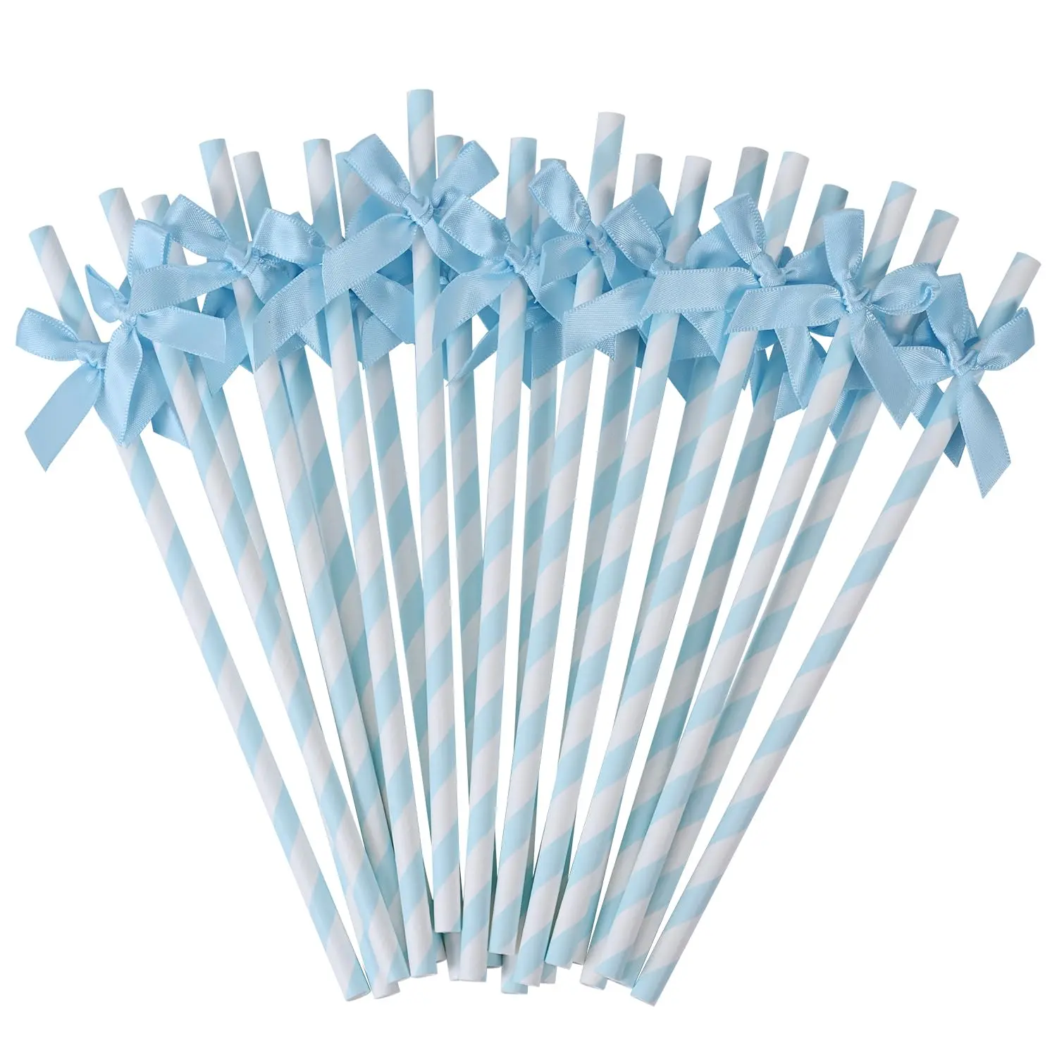 20pcs Bow Paper Straws, 19cm/7.7inch Cute Classic Wedding Party Supplies, Birthday Picnic Juice Coffee Tea Cocktail Milkshake Utensils, Home Bar Accessories