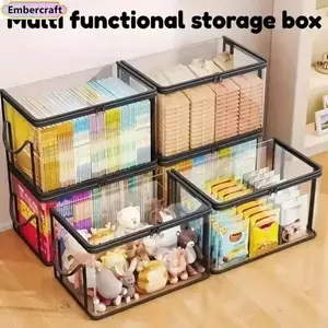 4-Pack Large Clear Stackable Storage Bins with Hinged Lid – Heavy Duty Transparent Organizer Boxes for Clothes, Toys & Books, Space-Saving, Aesthetic Home & Closet Organization, Apartment, Dorm & Moving Supplies