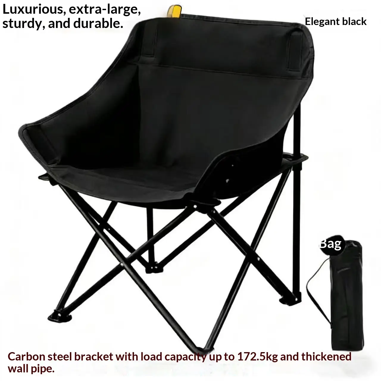 Folding Camping Chairs, Portable Outdoor Lawn Chairs for Adults with Carrying Bag for Outside Fishing, Hiking & Festivals