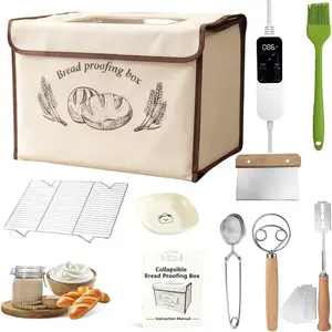 Collapsible Bread Proofing Box with 68-115?F Temp Control & 48H Timer, Bread Making Kit with Dough Warming Box, Includes 7 Kitchen Baking Accessories