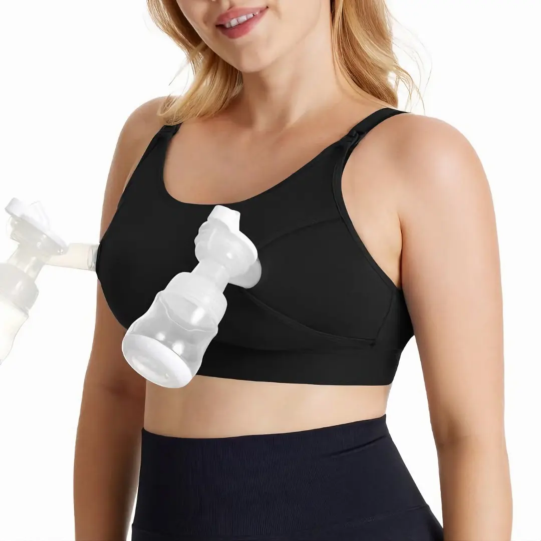 LiMira Hands-Free Pumping Nursing Bra – Adjustable & Supportive Maternity Breastfeeding Bra for Comfort & Convenience – Soft & Breathable, Wireless, Removable Strap