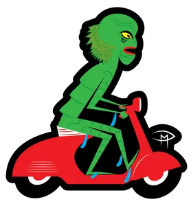 Creature On A Vespa Sticker