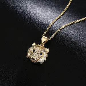 Women's Stainless Steel Leopard Head Pendant Necklace - Exquisite, Versatile, Retro Personality Clavicle Chain for Sports & Outdoor Use