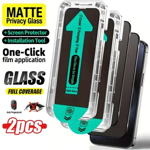 2-Pack Matte Privacy Tempered Glass Screen Protector Accessories, Dust-Free Installation, Fits iPhone 17/16/15/14/13/12/11/XR, Anti-Fingerprint, Anti-Spy