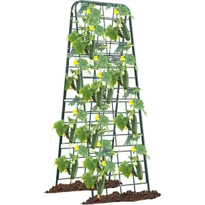 Heavy Duty 50"x17" Adjustable A-Frame Trellis for Climbing   Rust-Proof Metal Garden Trellis with Dense Grid Design,  for Raised Beds, Tomatoes, Cucumbers & Outdoor Vines (Green, 1 count)