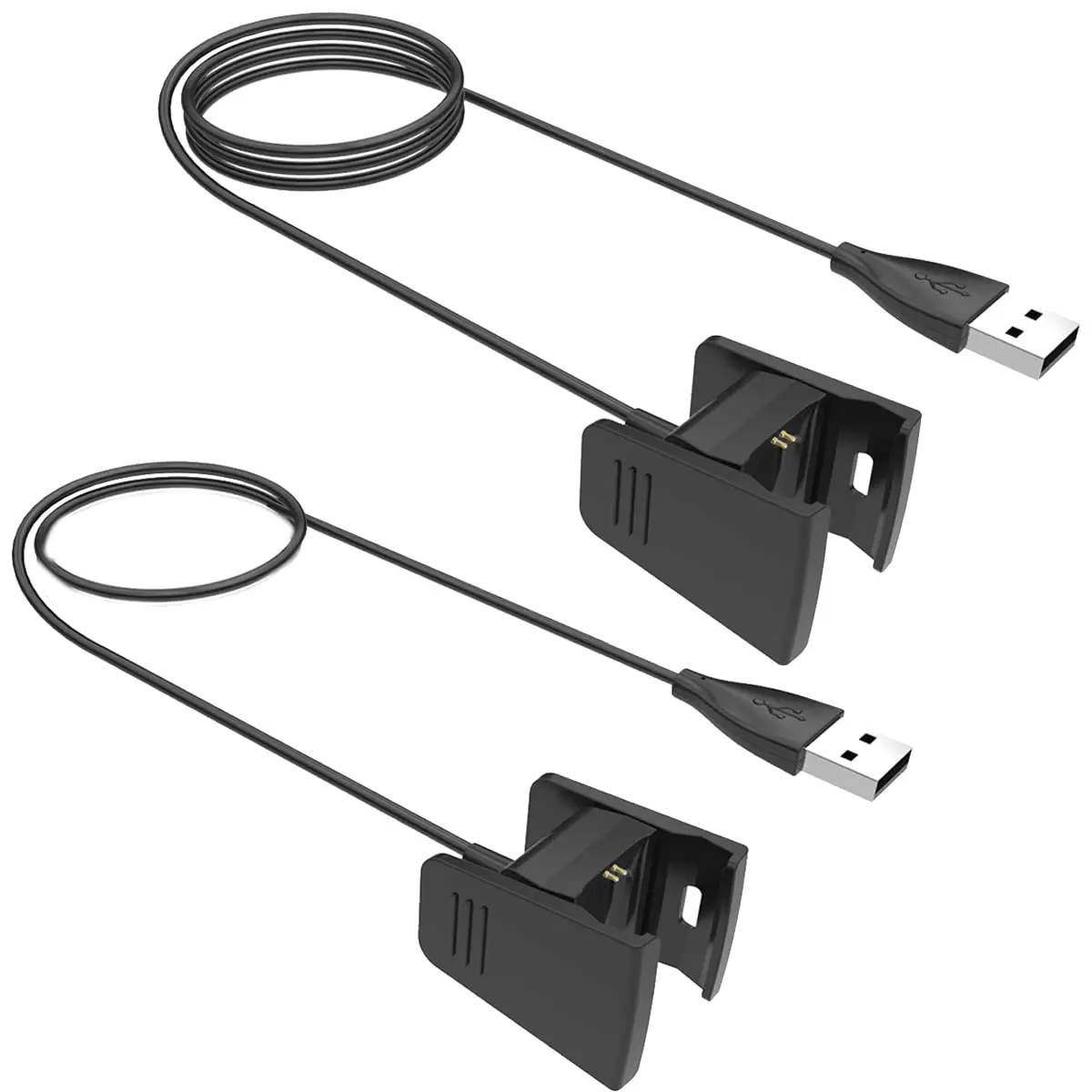 Replacement USB Charging Cable Cord (2-Pack, 1.8ft & 3.3ft) for Fitbit Charge 2 Smart Wristband - Wearable Accessories, 2 Cables, 5V/1A