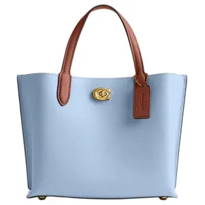 Coach Willow 24 Signature Canvas Interior Leather Tote Bag for Women, Medium Size, Blue