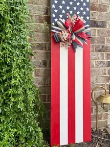 Maxwell Lane Designs American Flag Porch Leaner Handcrafted Wood Patriotic Door Leaner for Memorial Day Independence Day Labor Day 48x12"