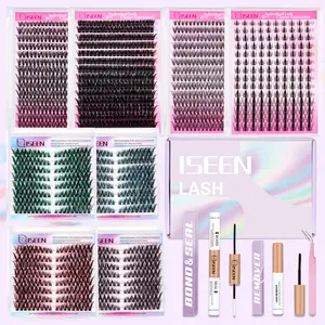 Large Capacity Eyelash Set | Colourful DIY Lash Extension Kit, Eyelash Extensions Set, Volume Cluster Lashes, Individual Eyelashes, 30D & 40D & 80D&Manga, Mixed Styles Multi-Lengths Includes 8 Boxes Glue Remover Tweezers