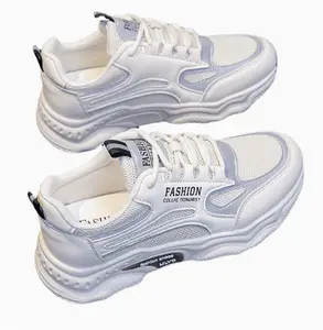 Versatile white gray mesh platform sneakers soft insole all-match street fashion shoes