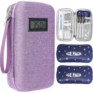 2-Pack Thermal Insulated Insulin Cooler Travel Case, TSA Approved, with Real-Time Temperature Display
