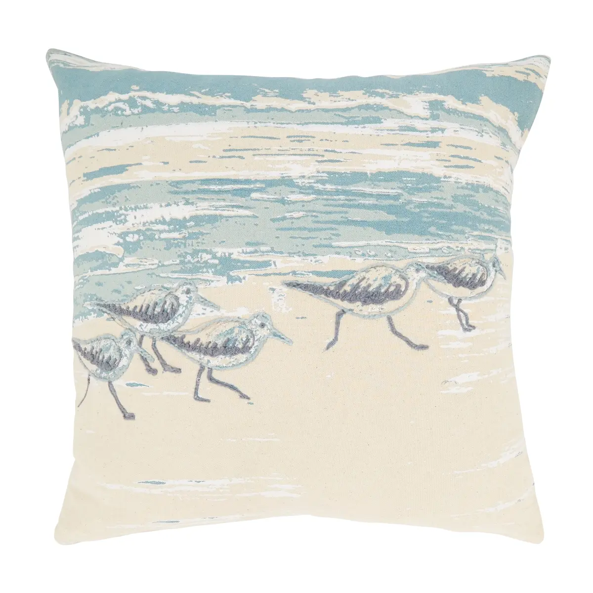 Saro Lifestyle 6549.BL20SD 20 in. Seaside Harmony Sanderling Down-Filled Throw Pillow - Blue, Coastal Escape Standard Pillow, Coastal Escape Standard Pillows