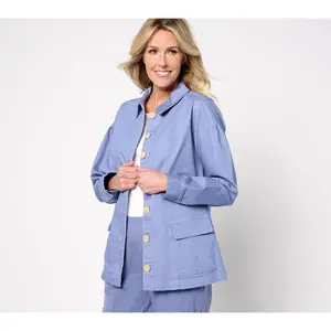 AnyBody Petite Stretch Twill Utility Jacket with Pockets