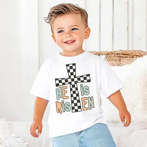 He Is Risen Easter Shirt, Trendy Christian Tee for Kids