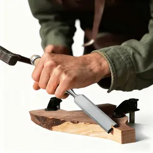 4pcs Professional Wood Chisel Set - 6mm, 12mm, 18mm, 24mm Beveled Flat Chisels with Solid Wood Handles, Ideal for Woodworking, Sculpting, and Carpentry Crafting