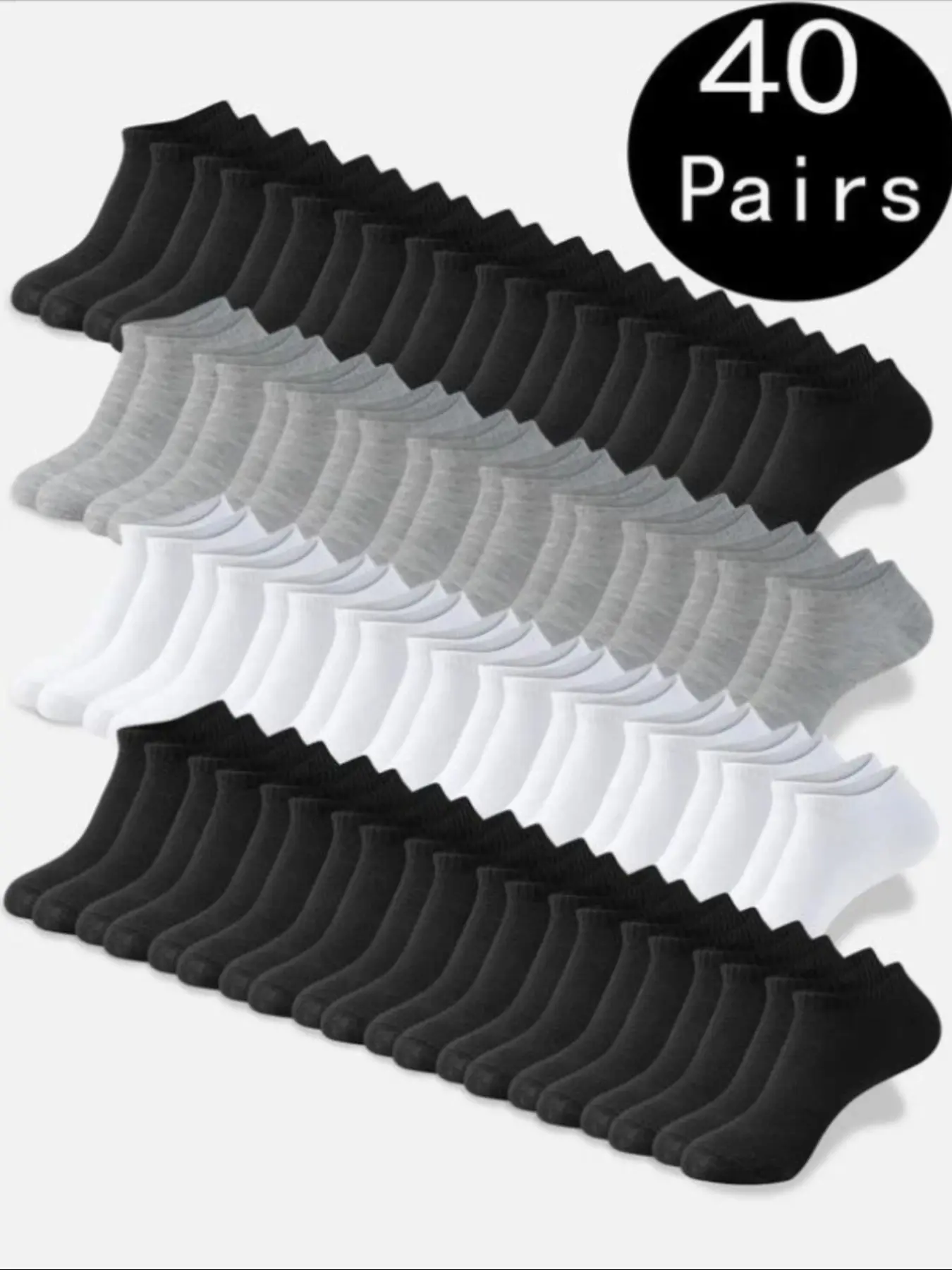 Men's Plain Ankle Socks Knitted 15 Pairs Sock Set, Socks Bulk, Summer Comfortable Breathable Low Cut Casual Daily Wear, Simple Design Minimalist Socks for All Seasons