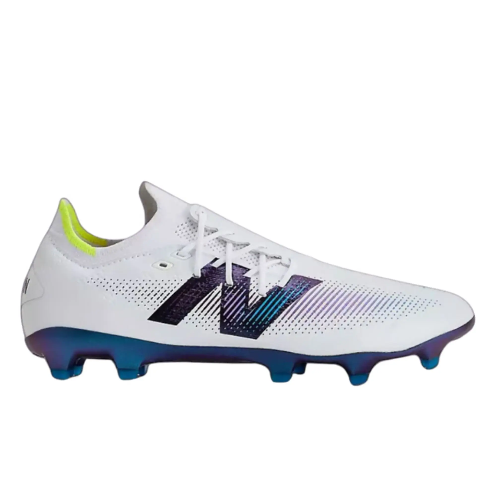 New Balance Furon V7+ Pro FG Cooper White Limited Edition Firm Ground Soccer Cleats Football Boots Lightweight Speed Shoes Lace-Up Elite Performance Cleats Synthetic Upper TPU Outsole Natural Grass Soccer Shoes Enhanced Ball Control Adult Unisex Football