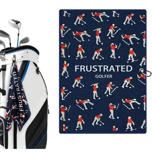 Microfiber Golf Towels (16" X 24") with Carabiner Clip, Waffle Pattern Golf Towel Hook and Loop Fastener, Golf Club Towel, Premium Golf Accessories, Golf Gifts, Gift for Men, Golfers, Dad (Navy Blue)