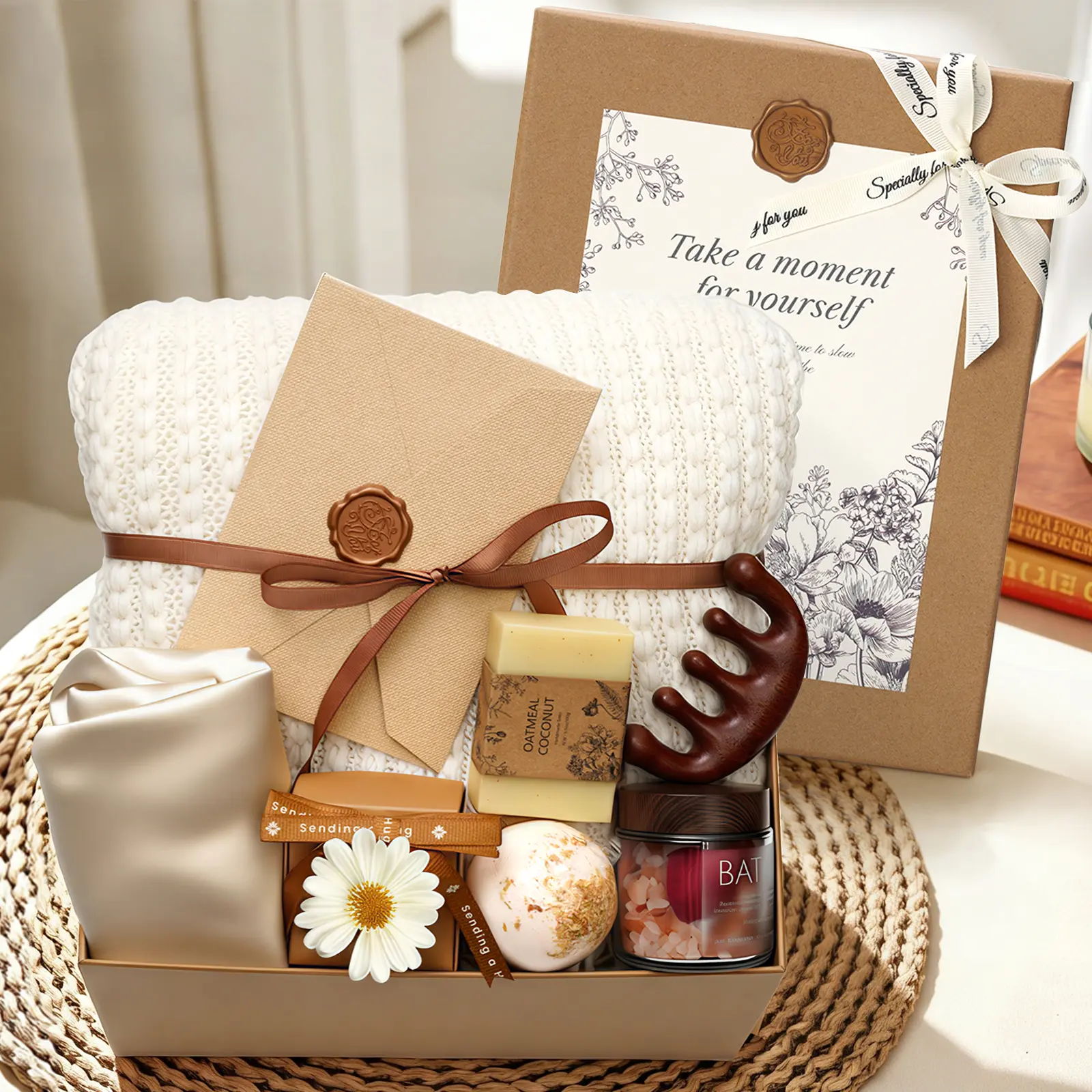 Women Self Care Spa Gift Basket,Birthday Mother's Day Anniversary Gift Set, Sympathy Comfort Scented Gifts with Blanket Mug Soap,for Mom Wife Girlfriend Friend Sister Grandma Teacher Nurse Her