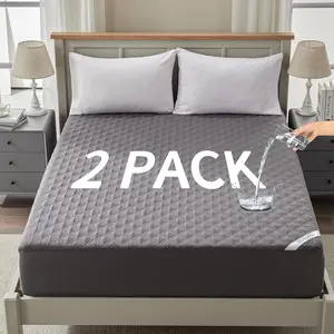 2 Pack  Mattress Protector,  Size Mattress Pad with Deep Pocket 6"-18" Depth, Soft Breathable Dirt-Proof Single Bed Mattress Cover for Bedroom, Dorm Room (Gray)