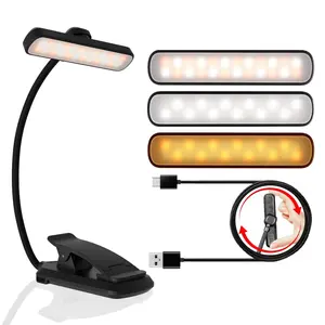 Must Have Bed Reading Light USB Rechargeable Clip On Book Light 24 LED With 3 Color Modes Adjustable Brightness Memory Function Lightweight Portable Lamp For Study Travel Book Lovers Adults Kids Gift outdoorfun
